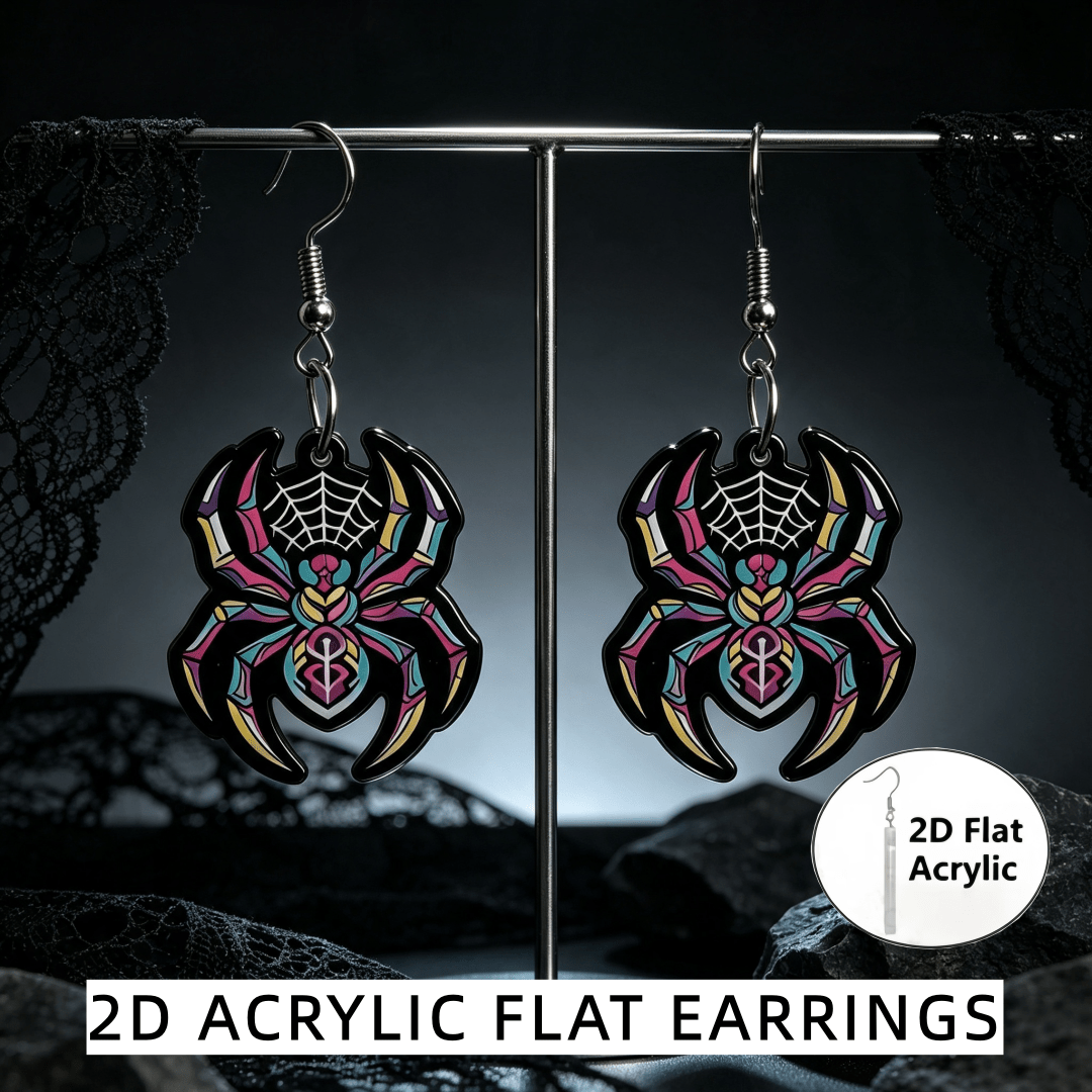 Gothic Spider Web Dangle Earrings with Insect Hooks